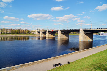View of New Volga Bridge in Tver, Russia