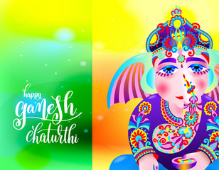 Fototapeta na wymiar happy ganesh chaturthi beautiful greeting card or poster