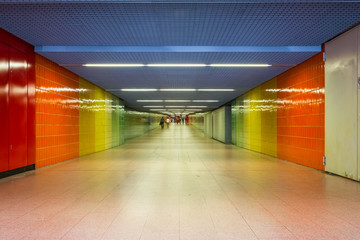 Colorful Subway Station Alone Empty Modern Urban City Bright Perspective