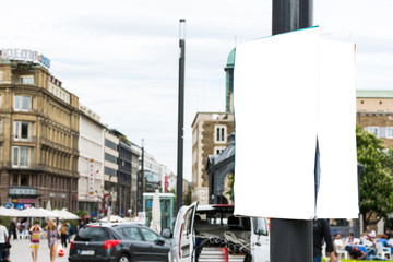 Stuttgart City Schlossplatz Urban Poster Hanging Pole White Isolated Copyspace Advertisement