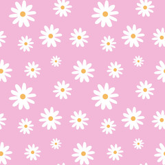 chamomile on a light pink pastel background pattern seamless vector - 152139803