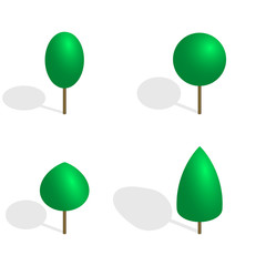 Green trees in 3D, vector illustration.