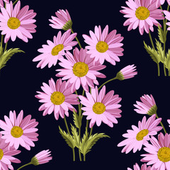Seamless pattern with daisy flowers
