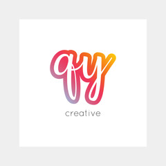 QY logo, vector. Useful as branding, app icon, alphabet combination, clip-art.