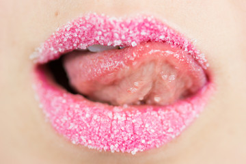 Lippen mit Zucker Pink