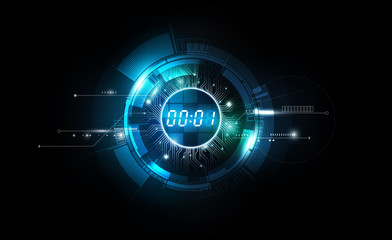 Abstract Futuristic Technology Background with Digital number timer concept and countdown, vector transparent - obrazy, fototapety, plakaty