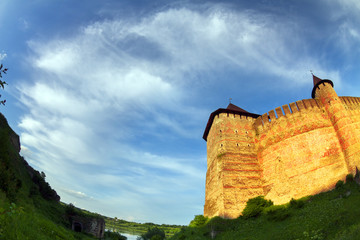 Fototapeta premium Khotin fortress over the Dniester
