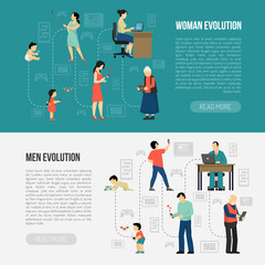 Obraz na płótnie Canvas Gender Evolution Banners Set