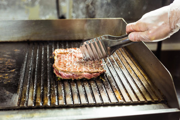 closeup of a steak on grill