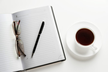 Desktop mix on a white office table
