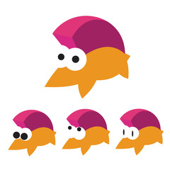 Funny hedgehog icon with set