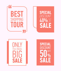 Flat modern sale posters. Vector illustrations for social media banners, posters, sticker, ads, promotional material.