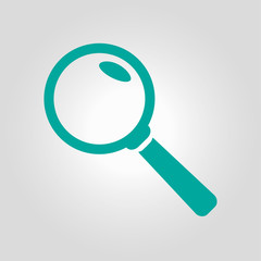 Icon of loupe. Search button. Magnifying glass. Flat design style. 