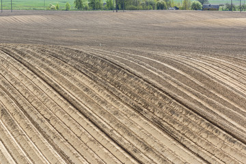 Plowed field. The plowed furrow. 