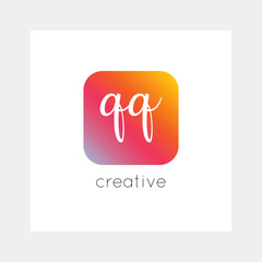QQ logo, vector. Useful as branding, app icon, alphabet combination, clip-art.
