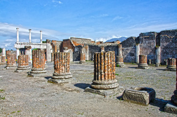 Ruins of the Temple of Apollo in Pompeii, Italy