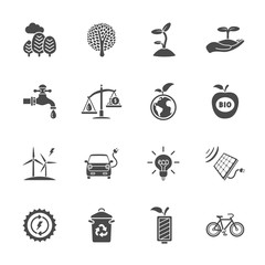 sixteen flat eco icons 