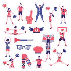 Fans Supporters Flat Icons Collection 