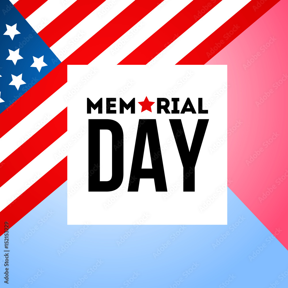 Wall mural happy memorial day. we will always remember. greeting card with letters and background.