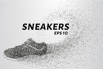 Sneakers of the particles. Sneakers consists of small circles and dots. Vector illustration.