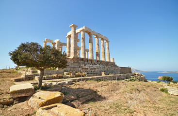 the temple of Poseidon at Cape Sounion Attica Greece