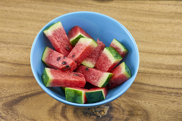 Watermelon slices on a plate in summertime