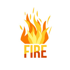 Red Fire icon isolated on background. Modern simple, flat blazing flame sign. 