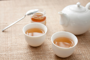 Cup of tea with teapot