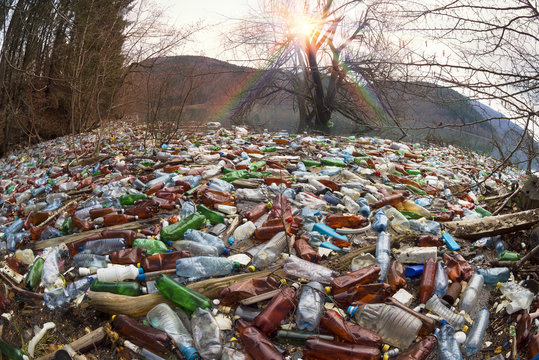 Bottles in the reservoir mountain