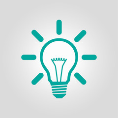 Light lamp sign icon. Idea bulb symbol. Flat design style.