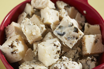 cubes of fresh bleu cheese