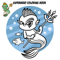 Superhero Coloring Book. Comic character isolated on white background