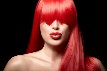Sensual sexy beauty portrait of a red haired young woman