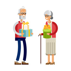 Vector illustration of elderly couple