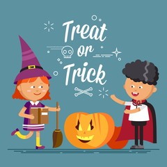 Happy Halloween. Set of cute cartoon children
