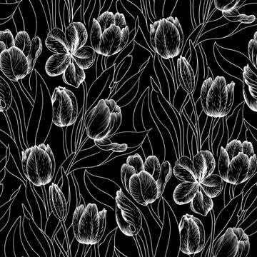 Seamless Tulip Background Pattern