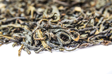 A bunch of dry green unpressed tea with flavors