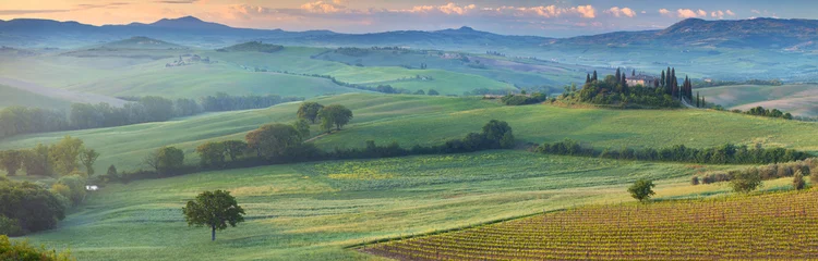 Fotobehang Toscane morning panorama in tuscany valley in Italy  © sergejson