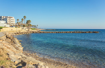 View of embankment at Paphos Harbour, Cyprus