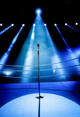 Retro microphone on an empty stage
