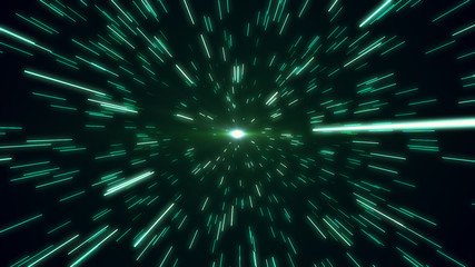 hyperspace star field zoom blur 3d illustration