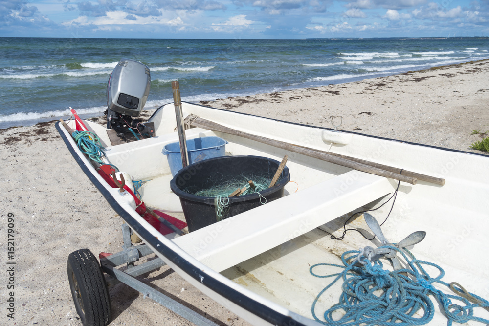 Wall mural boat on beach