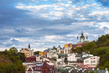 Kiev, Ukraine. Saint Andrew's Church, Castle of Richard the Lionheart and Andrew's Descent