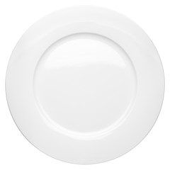 Empty plate, clipping path, white background, isolated, top view from first person