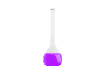 Test-tube with indigo liquid, isolated on white background. Medicine, Chemistry. Horizontal frame
