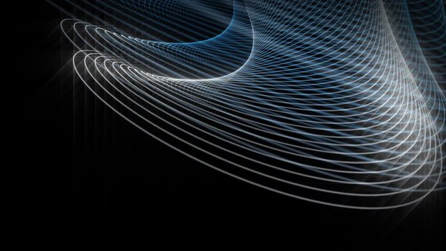 Futuristic animation with particle stripe object and light in slow motion, 4096x2304 loop 4K