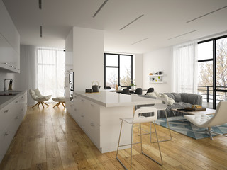 Interior modern design room 3D illustration