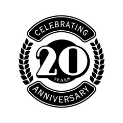 20 years anniversary design template. Vector and illustration. Anniversary logo.
