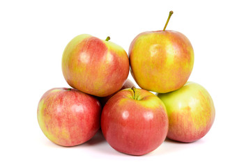 Red apples on white background