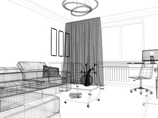 White living room interior